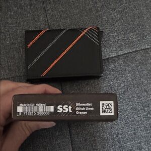 SSt Black Card Holder with Orange Stitching